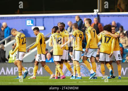 London, Großbritannien. Oktober 2023. Leicester City Stürmer Stephy Mavididi (10) erzielt ein TOR von 0-1 und feiert mit seinem Team am 28. Oktober 2023 im MATRADE Loftus Road Stadium, London, Großbritannien Credit: Every Second Media/Alamy Live News Stockfoto