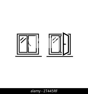 Symbole für Fensterumrisse. Vektorabbildung. Bearbeitbare Kontur. Isoliertes Symbol für Web, Infografiken, Schnittstellen und Apps. Stock Vektor