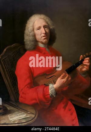 Jean Philippe Rameau. Porträt des französischen Komponisten und Musiktheoretikers Jean-Philippe Rameau (1683–1764) von Joseph Aved, Öl auf Leinwand, 1728 Stockfoto