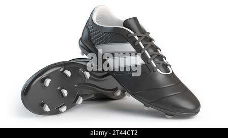 Klassische Fußballschuhe isoliert auf weißem Hintergrund. 3D-Abbildung Stockfoto