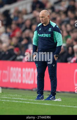 Stoke City Manager Alex Neil während des Sky Bet Championship Matches zwischen Middlesbrough und Stoke City im Riverside Stadium, Middlesbrough am Samstag, den 28. Oktober 2023. (Foto: Trevor Wilkinson | MI News) Credit: MI News & Sport /Alamy Live News Stockfoto