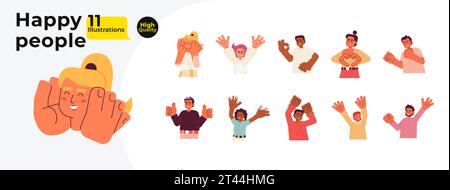 Happy People diverse Zeichentrickfiguren-Paket Stock Vektor