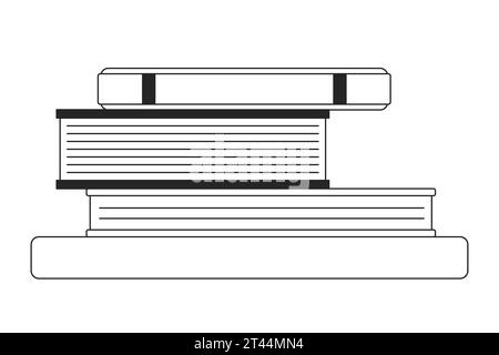 Gestapelte Bücher Lehrbücher Schwarzweiß-2D-Zeilenobjekte Stock Vektor