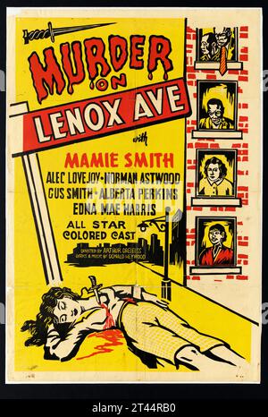 Filmposter für Mord auf der Lenox Avenue. Ein 1941 in Amerika produzierter Rennfilm für ein schwarzes Publikum. Regie führte Arthur Dreifuss. Stockfoto