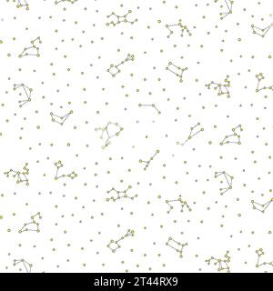 Sternzeichen-Sternbild-Muster auf transparentem Hintergrund. Doodle für Kinder. Vektor für Druck und Design. Horoskop-Sterne im Weltraum Stock Vektor