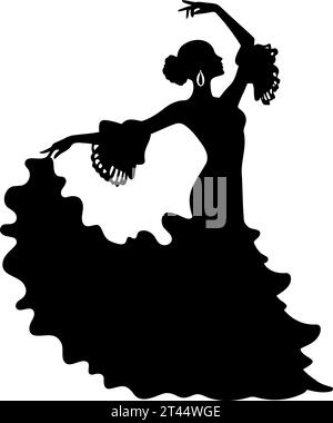 Frau Flamenco Tänzerin Silhouette. Vektorabbildung Stock Vektor