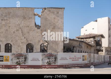 Habib-i Nejjar Moschee, Habib-i Neccar Moschee beschädigt nach dem türkischen Erdbeben 2023. Antakya Türkei Stockfoto