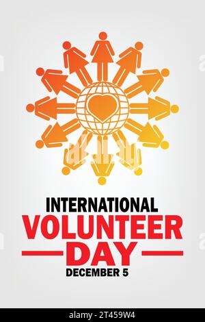 Internationaler Freiwilligentag Vektor-Illustration. Dezember. Designvorlage für Banner, Poster, Flyer. Stock Vektor