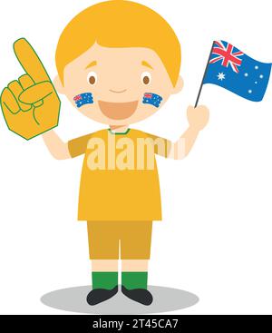 Fan der australischen Nationalmannschaft mit Flagge und Handschuh Vector Illustration Stock Vektor