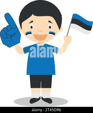 Nationalsportfans aus Estland mit Flagge und Handschuh Vector Illustration Stock Vektor