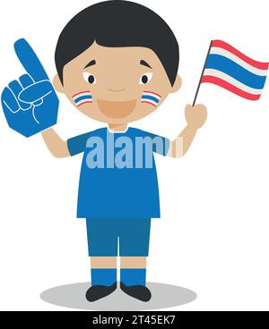 Fan der Nationalmannschaft aus Thailand mit Flagge und Handschuh Vector Illustration Stock Vektor