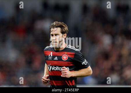 Sydney, Australien. Oktober 2023. Joshua Brillante von The Wanderers in Aktion während der A-League Men RD2 zwischen den Wanderers und Western United am 28. Oktober 2023 im CommBank Stadium in Sydney, Australien Credit: IOIO IMAGES/Alamy Live News Stockfoto