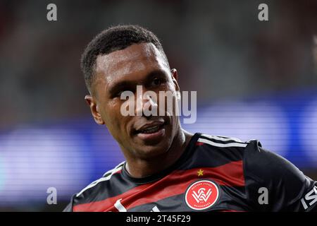 Sydney, Australien. Oktober 2023. Marcelo Guedes von den Wanderers sieht auf der A-League Men RD2 zwischen den Wanderers und Western United am 28. Oktober 2023 im CommBank Stadium in Sydney, Australien Credit: IOIO IMAGES/Alamy Live News Stockfoto