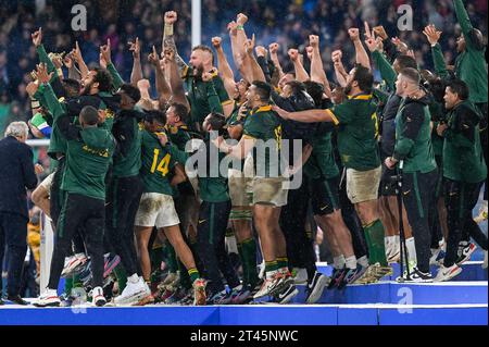 Saint Denis, Frankreich. Oktober 2020. Julien Mattia/Le Pictorium - Südafrika - Neuseeland Rugby-Weltmeisterschaft - 28/10/2020 - Frankreich/seine-Saint-Denis/Saint-Denis - Südafrika gewinnt das Finale der Rugby-Weltmeisterschaft 2023 im Stade de France am 27. Oktober 2023. Quelle: LE PICTORIUM/Alamy Live News Stockfoto