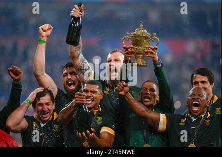 Saint Denis, Frankreich. Oktober 2020. Julien Mattia/Le Pictorium - Südafrika - Neuseeland Rugby-Weltmeisterschaft - 28/10/2020 - Frankreich/seine-Saint-Denis/Saint-Denis - Südafrika gewinnt das Finale der Rugby-Weltmeisterschaft 2023 im Stade de France am 27. Oktober 2023. Quelle: LE PICTORIUM/Alamy Live News Stockfoto