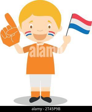 Fan der Nationalmannschaft aus den Niederlanden mit Flagge und Handschuh Vector Illustration Stock Vektor