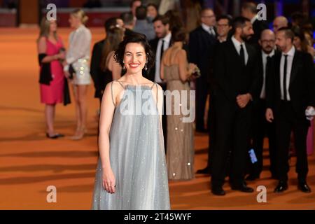 Rom, Italien. Oktober 2023. Maimie McCoy besucht den roten Teppich des Films „The Performance“ beim Rome Film fest 2023 im Auditorium Parco della Musica. Quelle: SOPA Images Limited/Alamy Live News Stockfoto
