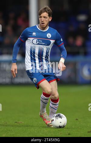 Tom Crawford von Hartlepool United im Spiel der Vanarama National League zwischen Hartlepool United und Rochdale im Victoria Park, Hartlepool am Samstag, den 28. Oktober 2023. (Foto: Mark Fletcher | MI News) Credit: MI News & Sport /Alamy Live News Stockfoto