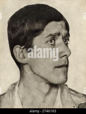 1919 , ÖSTERREICH : der gefeierte österreichische EXPRESSIONIST Maler, Dichter und Dramatiker OSKAR KOKOSCHKA ( 1886–1980 ). Porträt des deutschen Fotografen Hugo Erfurth ( 1874 - 1948 ) . - GESCHICHTE - FOTO STORICHE - ESPRESSIONISMO - ESPRESSIONISTA - EXPRESSIONISMUS - KUNST - ARTE - PITTURA - Malerei - PITTORE - Künstler - artista - Porträt - ritratto - TIE Box - cravatta papillon - Kragen - Colletto - DRAMMATURGO - TEATRO - THEATER - POESIE - POETA --- ARCHIVIO GBB Stockfoto