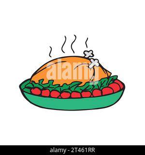 Gebratenes Hühnchen in einer Auflaufform Stock Vektor