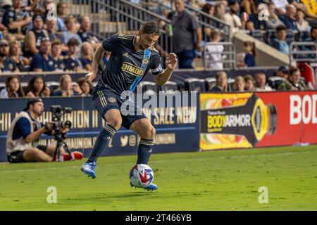 Chester, PA USA, 28. Oktober 2023, Philadelphia Union Captain Alejandro Bedoya (#11) Credit: Don Mennig / Alamy News Stockfoto