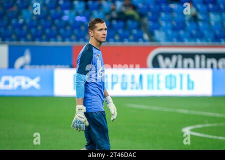 Sankt Petersburg, Russland. Oktober 2023. Michail Kerzhakow (41) aus Zenit wurde während des russischen Premier League-Fußballspiels zwischen Zenit Sankt Petersburg und Achmat Grosny in der Gazprom Arena gesehen. Endpunktzahl: Zenit 2:1 Akhmat Grosny. Quelle: SOPA Images Limited/Alamy Live News Stockfoto