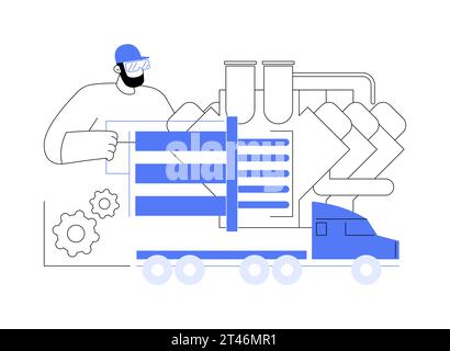 Abstrakte Vektorgrafik des Konzepts der Lkw-Motorbaugruppe. Stock Vektor