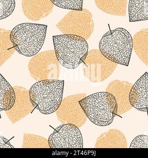 Nahtloses Winterkirschmuster. Physalis-Vektor-Illustration. Textil- und Stoffdesign Stock Vektor