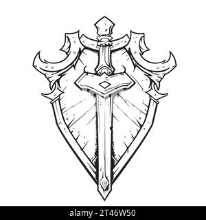 Schild Schwert Guardian Logo Vorlage Vektor Illustration Stock Vektor