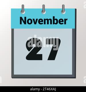 Tag auf dem Kalender, Vektorbildformat, November 27 Stock Vektor