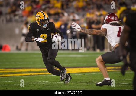 Der Arizona State Sun Devils Wide Receiver Elijhah Badger (2) rennt im zweiten Quartal eines NCAA College Football Spiels gegen die was um einen ersten Niedergang Stockfoto