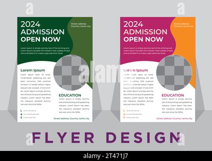 Vorlage für Eintrittsflyer. Kinder Back to School Bildung Flyer, Broschüren Cover Layout Schule Eintritt Open Flyer Design Vorlage Vektor Stock Vektor
