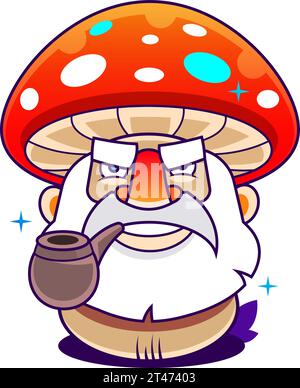 Pilz mit Blumenstrauß, süßer Fliegenpilz. Handgezeichnete Abbildung. Vektor Stock Vektor