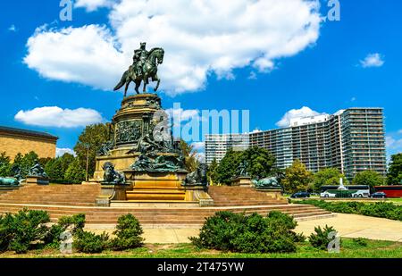 Washington Monument am Eakins Oval in Philadelphia - Pennsylvania, USA Stockfoto