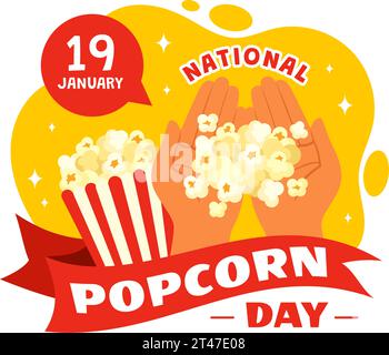 National Popcorn Day Vektor Illustration am 19. Januar mit einem Big Box Popcorns zu Poster oder Banner in Flat Cartoon Hintergrund Design Stock Vektor