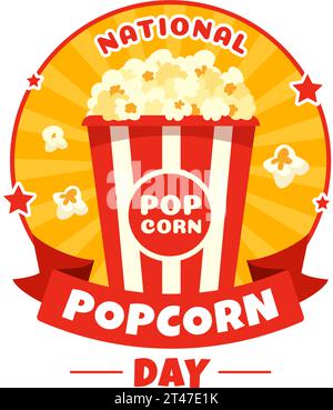 National Popcorn Day Vektor Illustration am 19. Januar mit einem Big Box Popcorns zu Poster oder Banner in Flat Cartoon Hintergrund Design Stock Vektor