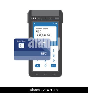 Kontaktlose Zahlungstechnologie NFC Konzept Vektor Illustration Stock Vektor
