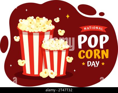 National Popcorn Day Vektor Illustration am 19. Januar mit einem Big Box Popcorns zu Poster oder Banner in Flat Cartoon Hintergrund Design Stock Vektor