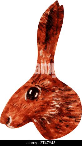 Brauner Hase, Kaninchenporträt isoliert. Vektorgrafik von Hand gezeichnet. Schlampiger Grunge-Style mit Doodle Stock Vektor