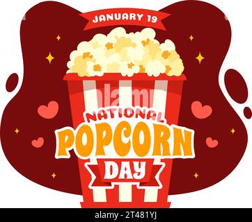 National Popcorn Day Vektor Illustration am 19. Januar mit einem Big Box Popcorns zu Poster oder Banner in Flat Cartoon Hintergrund Design Stock Vektor
