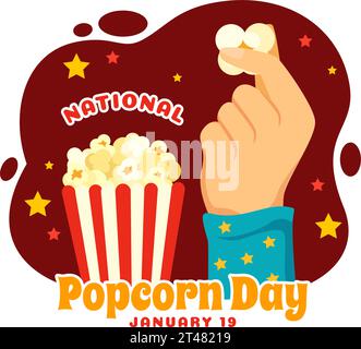 National Popcorn Day Vektor Illustration am 19. Januar mit einem Big Box Popcorns zu Poster oder Banner in Flat Cartoon Hintergrund Design Stock Vektor