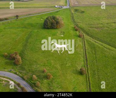 Das Hackpen White Horse auf den Marlborough Downs in Wiltshire, Großbritannien Stockfoto