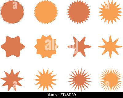 Sonne und Stern Formen Vektorsatz Stock Vektor