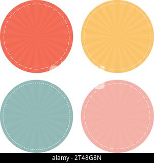 Leere Pastellstickerei flache Abzeichen Etiketten Aufkleber Vektor-Set Stock Vektor
