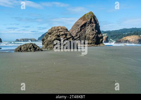 Ein Blick auf die Felsformationen am Meyers Creek Beach im Bundesstaat Oregon. Stockfoto