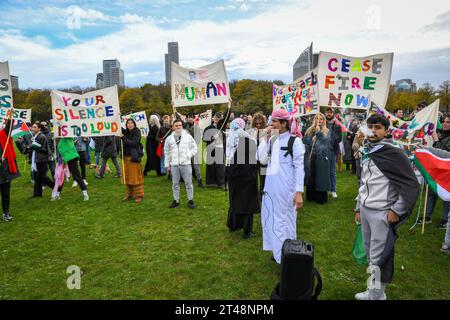 Den Haag, Niederlande. Oktober 2023. Den Haag, die Niederlande, 29. oktober 2023. Einige tausend Menschen protestierten für ein freies Palästina und gegen den Krieg in Gaza. Quelle: Pmvfoto/Alamy Live News Stockfoto