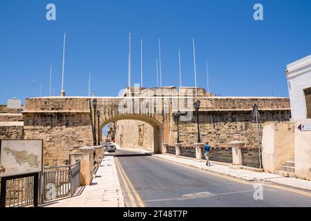 Vittoriosa, Malta - 17. Juni 2023: Eingangstor zu Il Birgu, Vittoriosa, Malta Stockfoto