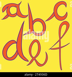 Tapete mit bunten Buchstaben; Schrift- und Alphabetbuchstaben; Vektor stilisierte bunte a,b,c,d,e,f; Typografie Design Stock Vektor