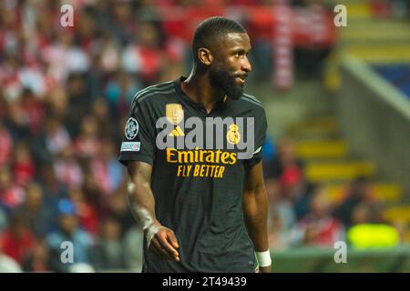 Braga, Portugal. Oktober 2023. Antonio Rudiger während der UEFA Champions League 2023/2024, Gruppe C, Fußballspiel zwischen Braga und Real Madrid am 24. Oktober 2023 im Estadio de Braga in Braga, Portugal - Foto Jose Salgueiro/SPP (Jose Salgueiro/SPP) Credit: SPP Sport Press Photo. /Alamy Live News Stockfoto