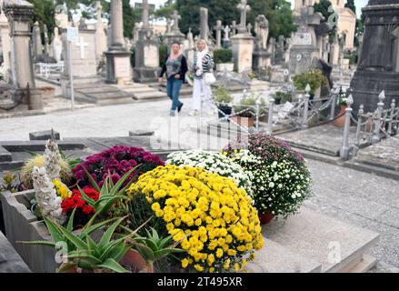 Mallorca, Spanien. Oktober 2023. Palma de Mallorca, Spanien. Bilder des Friedhofs in Palma de Mallorca Tage vor Allerheiligen. Stockfoto